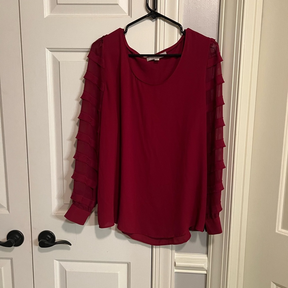 Elegant Red Women's Top with sleeve detail